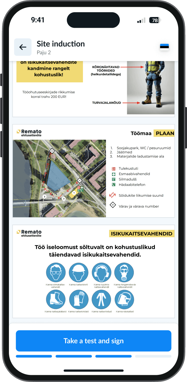 Remato Online Site Induction material view