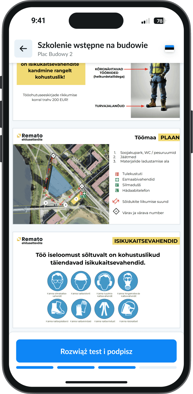 Widok materiałów szkoleniowych online Remato